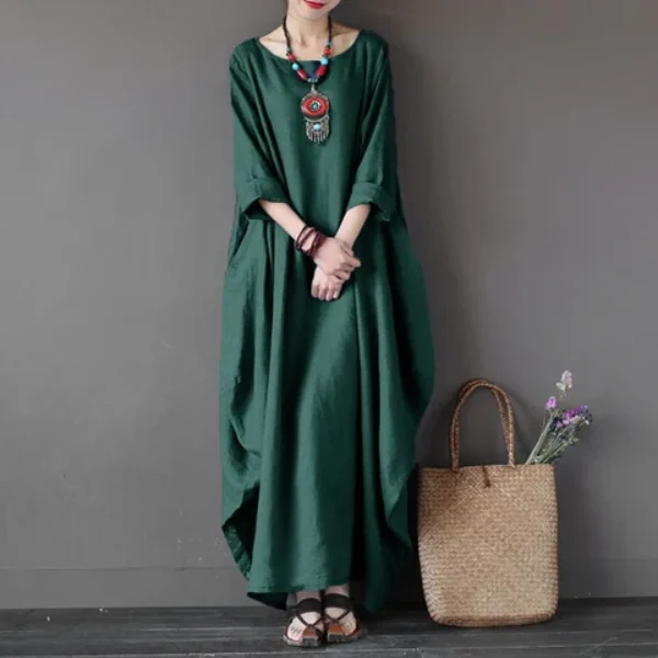 Crewneck 3/4 Batwing Sleeve Baggy Maxi